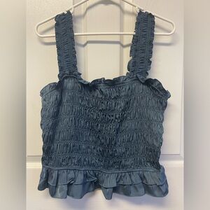 Light Blue Smocked Top